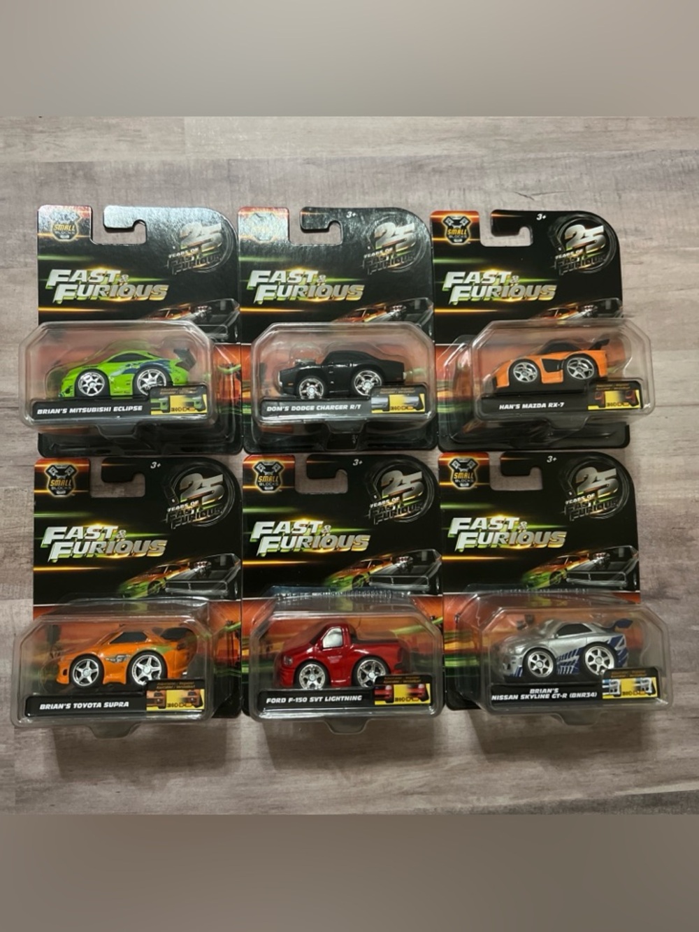 Jada 1:43 SMALL BLOCKS 25 Years of Fast & Furious Complete set of 6. Eclipse Etc